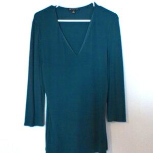 INC International Concepts Teal Ribbed V-Neck Tunic Top Women’s XL Long Sleeve
